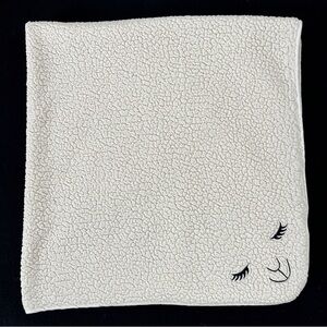 Vintage Lambie Bath & Body Works Throw Blanket Lamb Sheep Face 50x52 Faux Sherpa